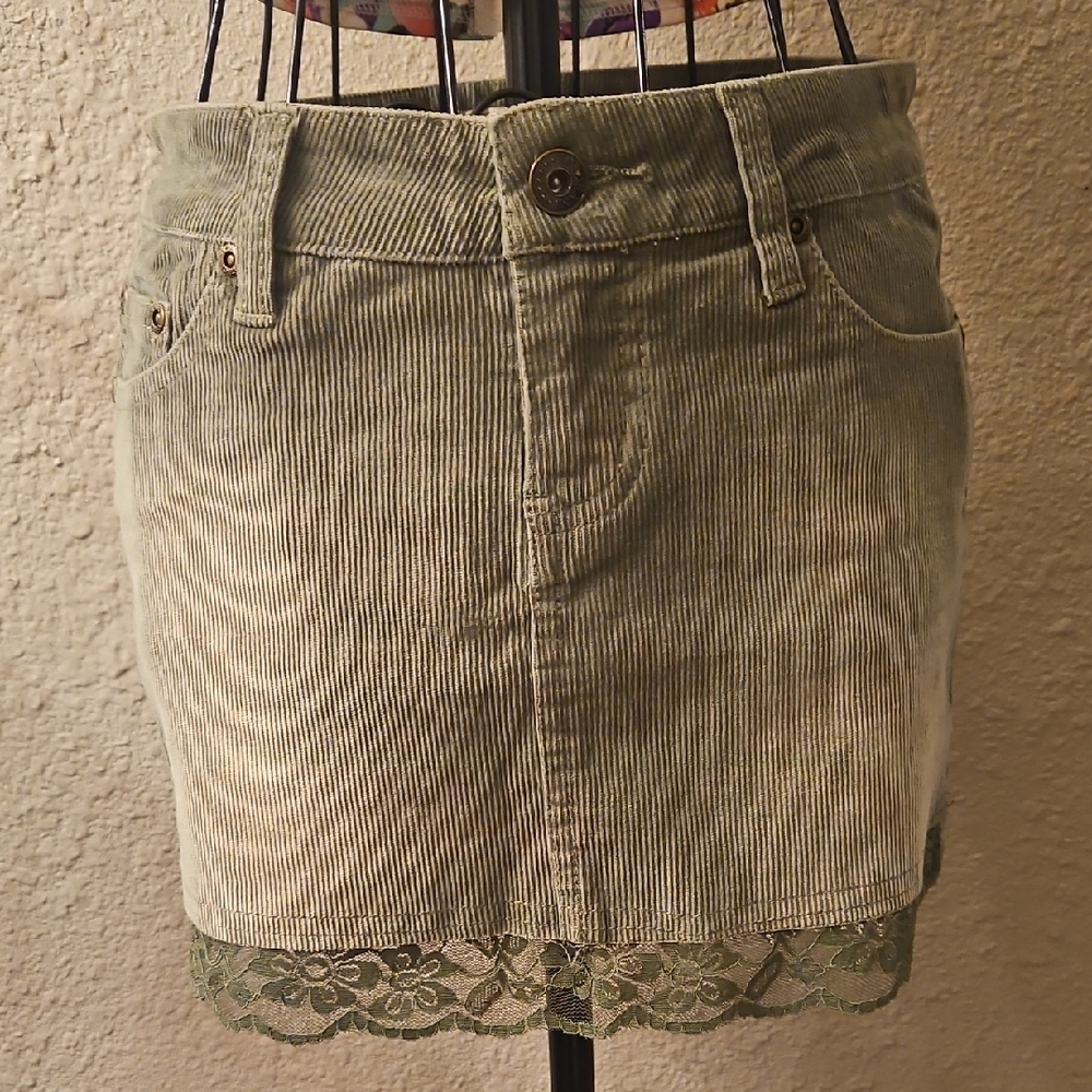 YMI Olive Corduroy Mini Skirt